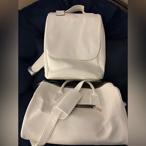 Tote and Carry Regular Duffle and Bookbag travel set - White